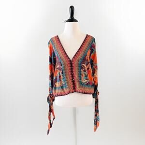 Free people catch me if you can blouse jacket kimono XS Artsy Festival Boho